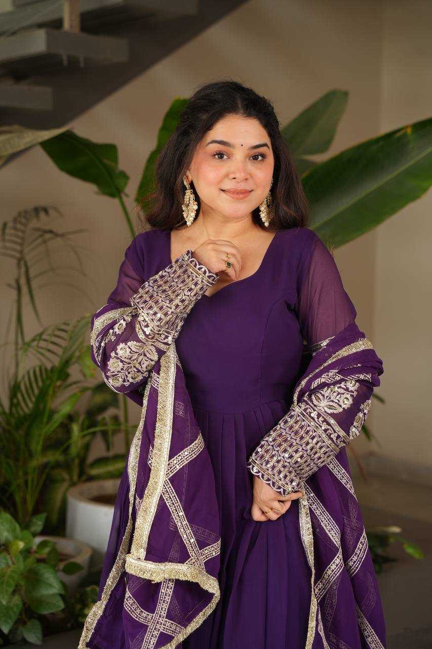 Ynf Georgette KESH158 DOL Gowns Wholesale Embroidery Gowns Anarkali Gown Georgette Gown Manufacturer