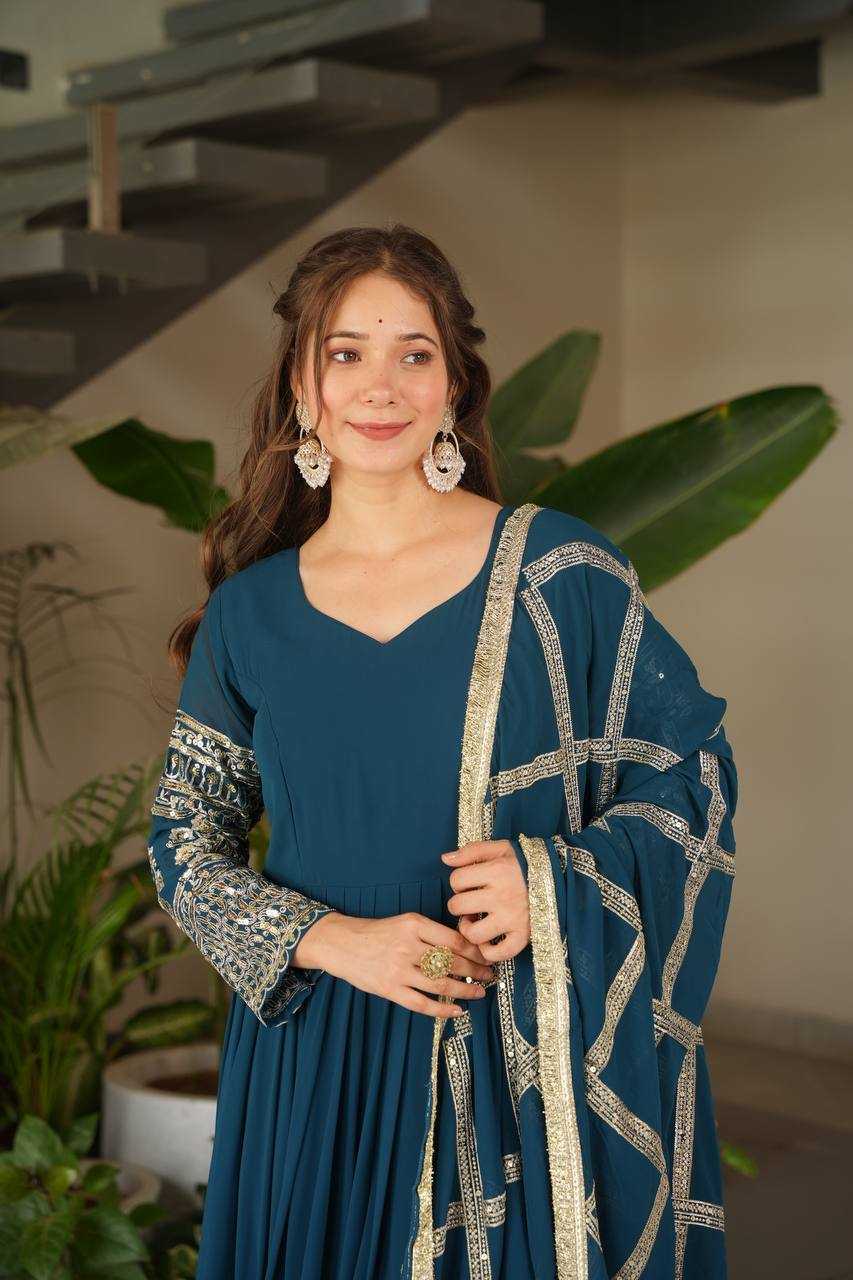 Ynf Georgette KESH158 DOL Gowns Wholesale Embroidery Gowns Anarkali Gown Georgette Gown Manufacturer