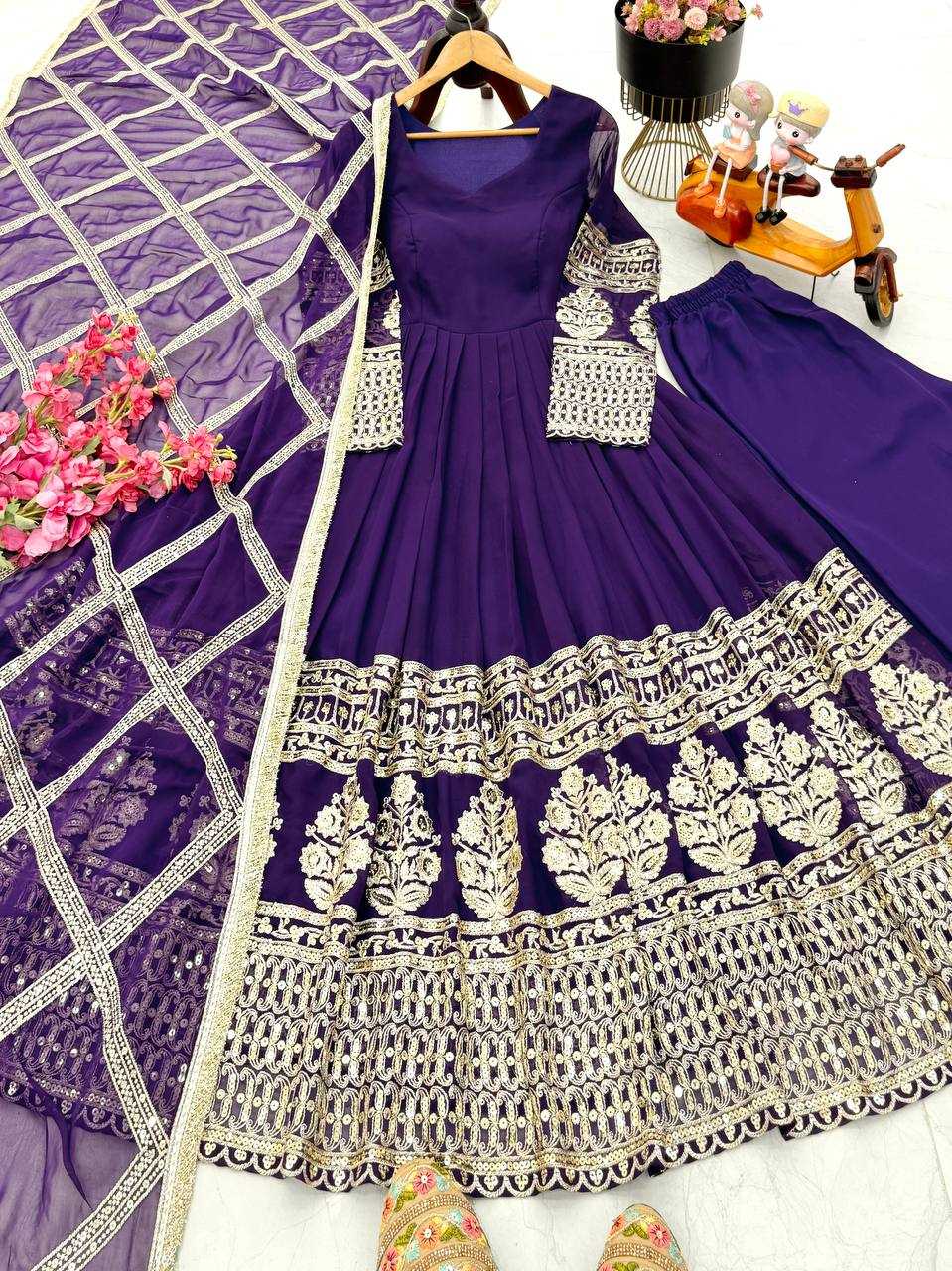 Ynf Georgette KESH158 DOL Gowns Wholesale Embroidery Gowns Anarkali Gown Georgette Gown Manufacturer