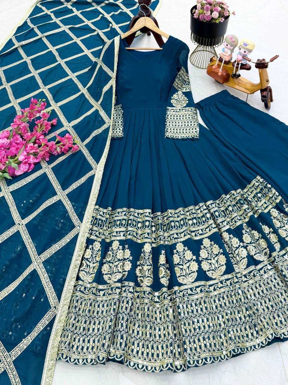 Ynf Georgette KESH158 DOL Gowns Wholesale Embroidery Gowns Anarkali Gown Georgette Gown Manufacturer