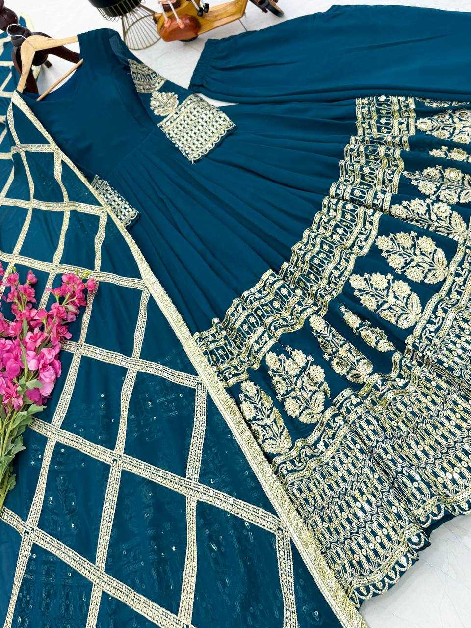 Ynf Georgette KESH158 DOL Gowns Wholesale Embroidery Gowns Anarkali Gown Georgette Gown Manufacturer