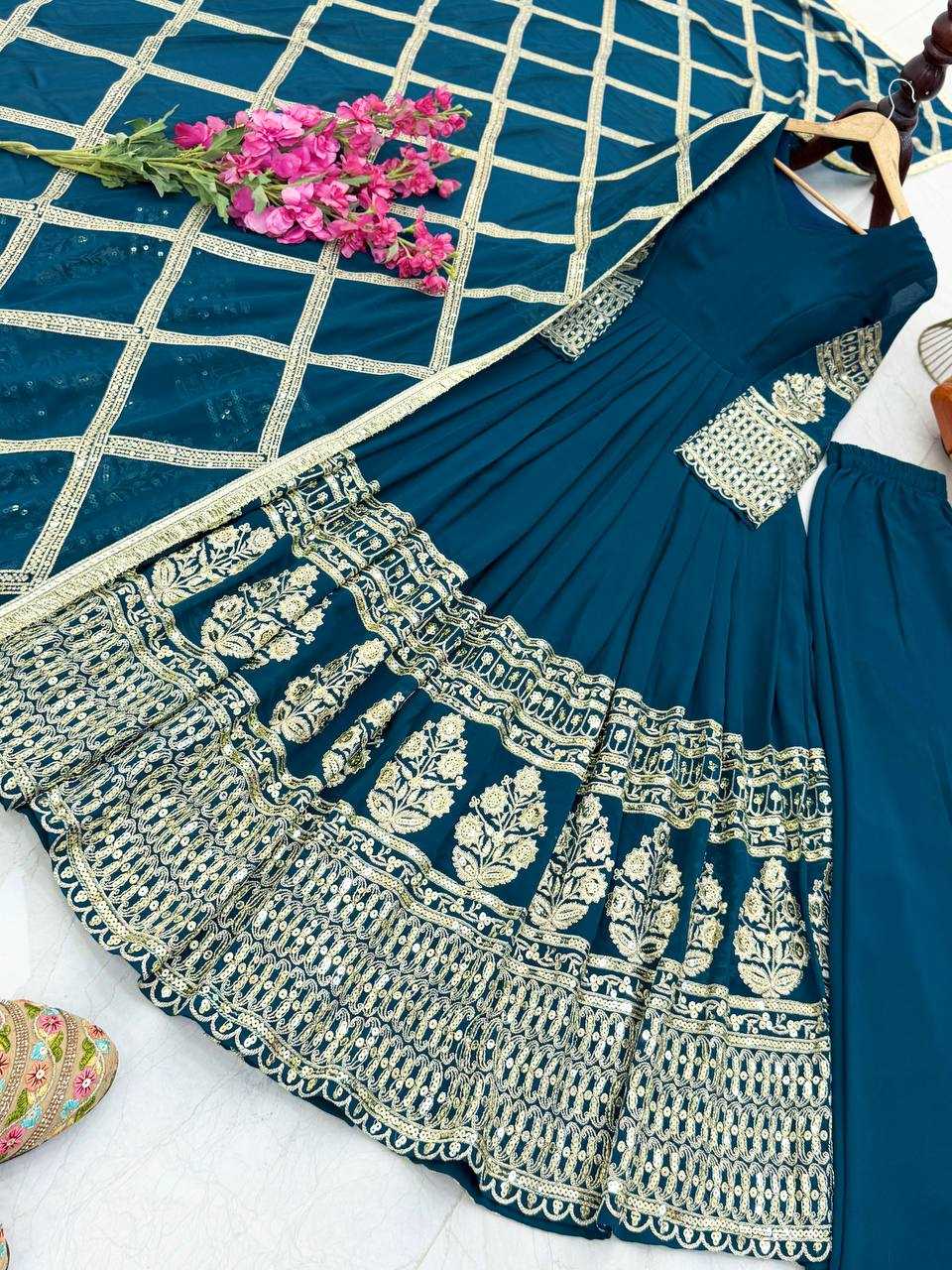 Ynf Georgette KESH158 DOL Gowns Wholesale Embroidery Gowns Anarkali Gown Georgette Gown Manufacturer