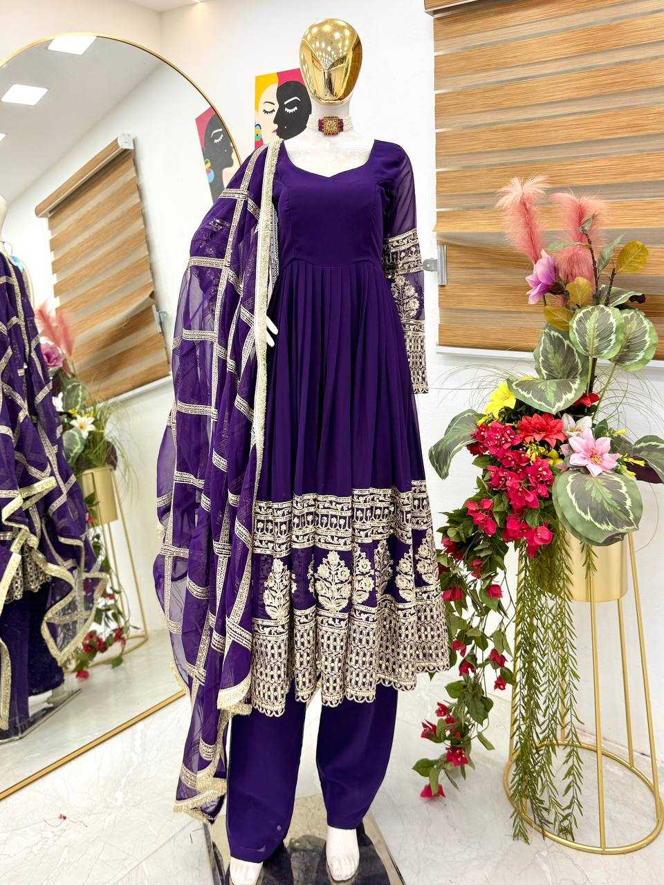 Ynf Georgette KESH158 DOL Gowns Wholesale Embroidery Gowns Anarkali Gown Georgette Gown Manufacturer