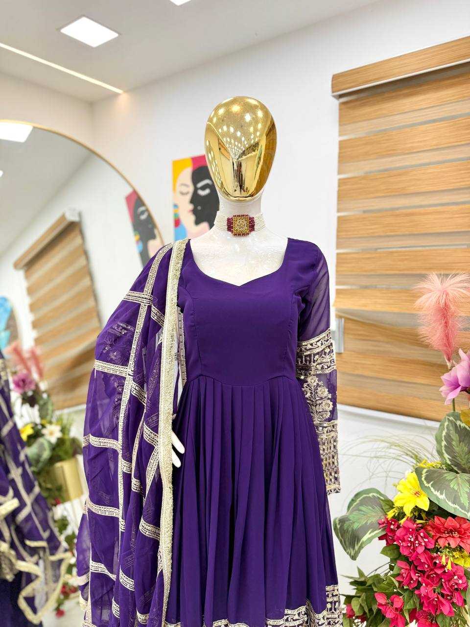 Ynf Georgette KESH158 DOL Gowns Wholesale Embroidery Gowns Anarkali Gown Georgette Gown Manufacturer