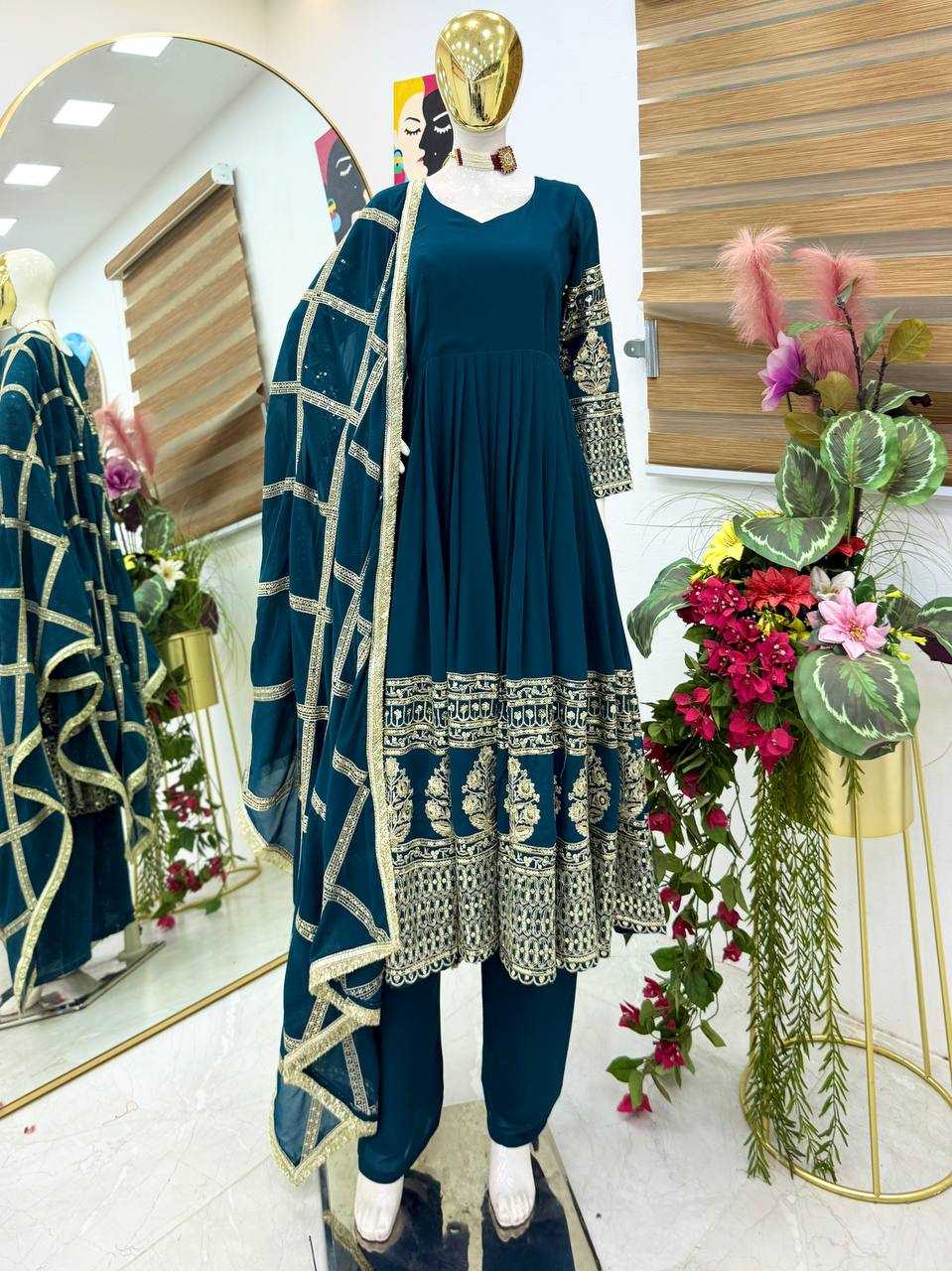Ynf Georgette KESH158 DOL Gowns Wholesale Embroidery Gowns Anarkali Gown Georgette Gown Manufacturer