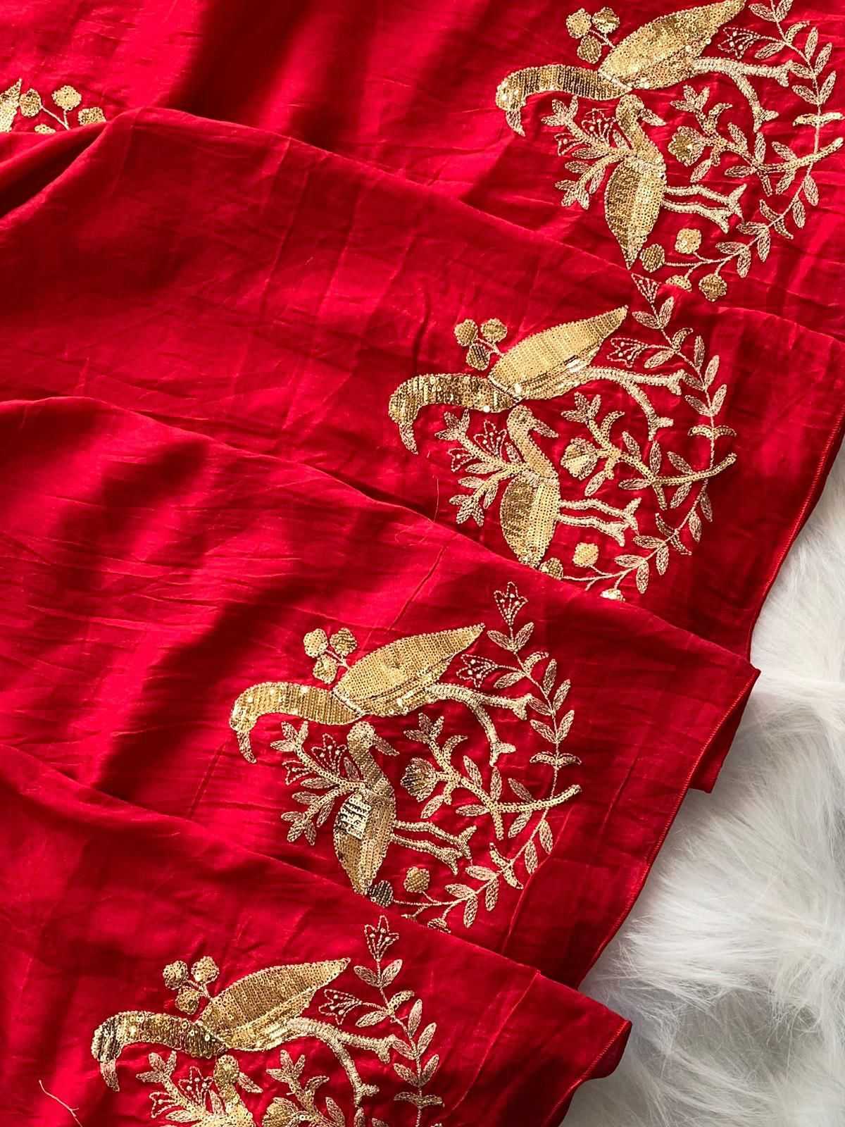 Ynf Georgette KESH249 Red Velet Sarees Wholesale Georgette Sarees Sequence Sarees Red Sarees Manufacturer