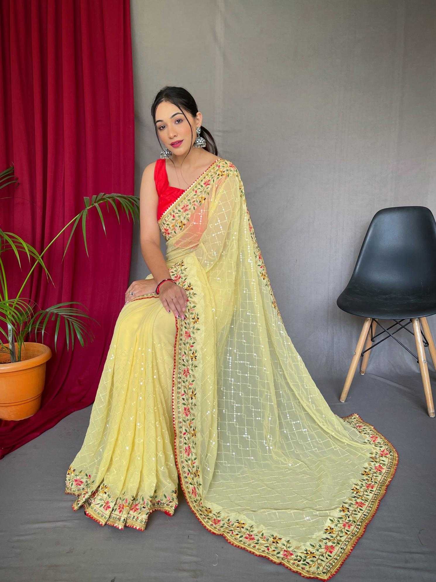 Ynf Georgette KESH249 SEQUECE 4 Sarees Wholesale Party Wear Sarees Georgette Sarees Sequence Sarees Manufacturer