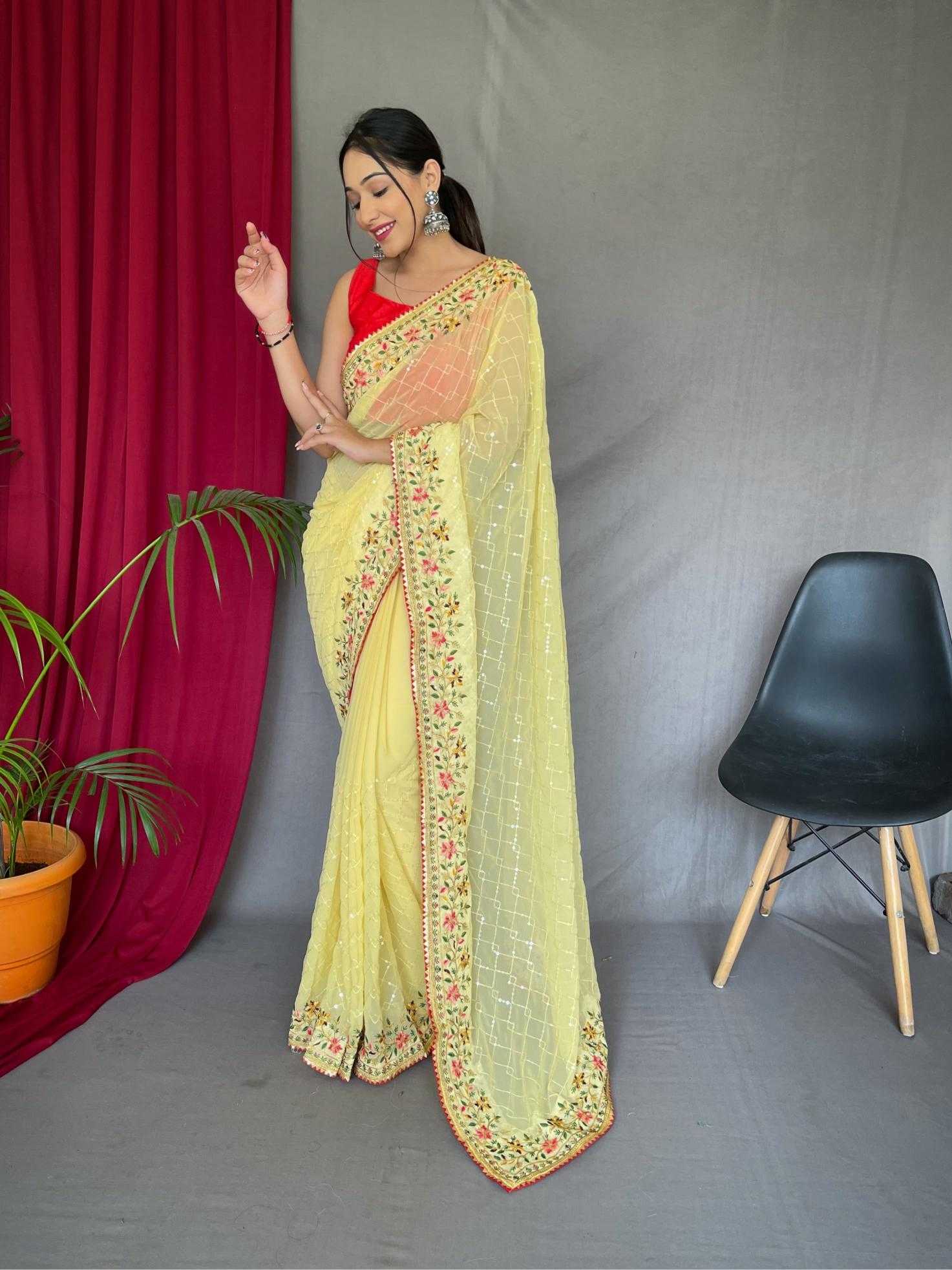 Ynf Georgette KESH249 SEQUECE 4 Sarees Wholesale Party Wear Sarees Georgette Sarees Sequence Sarees Manufacturer