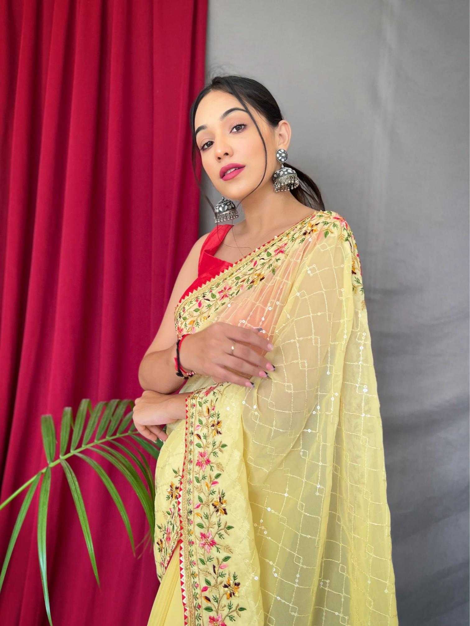 Ynf Georgette KESH249 SEQUECE 4 Sarees Wholesale Party Wear Sarees Georgette Sarees Sequence Sarees Manufacturer