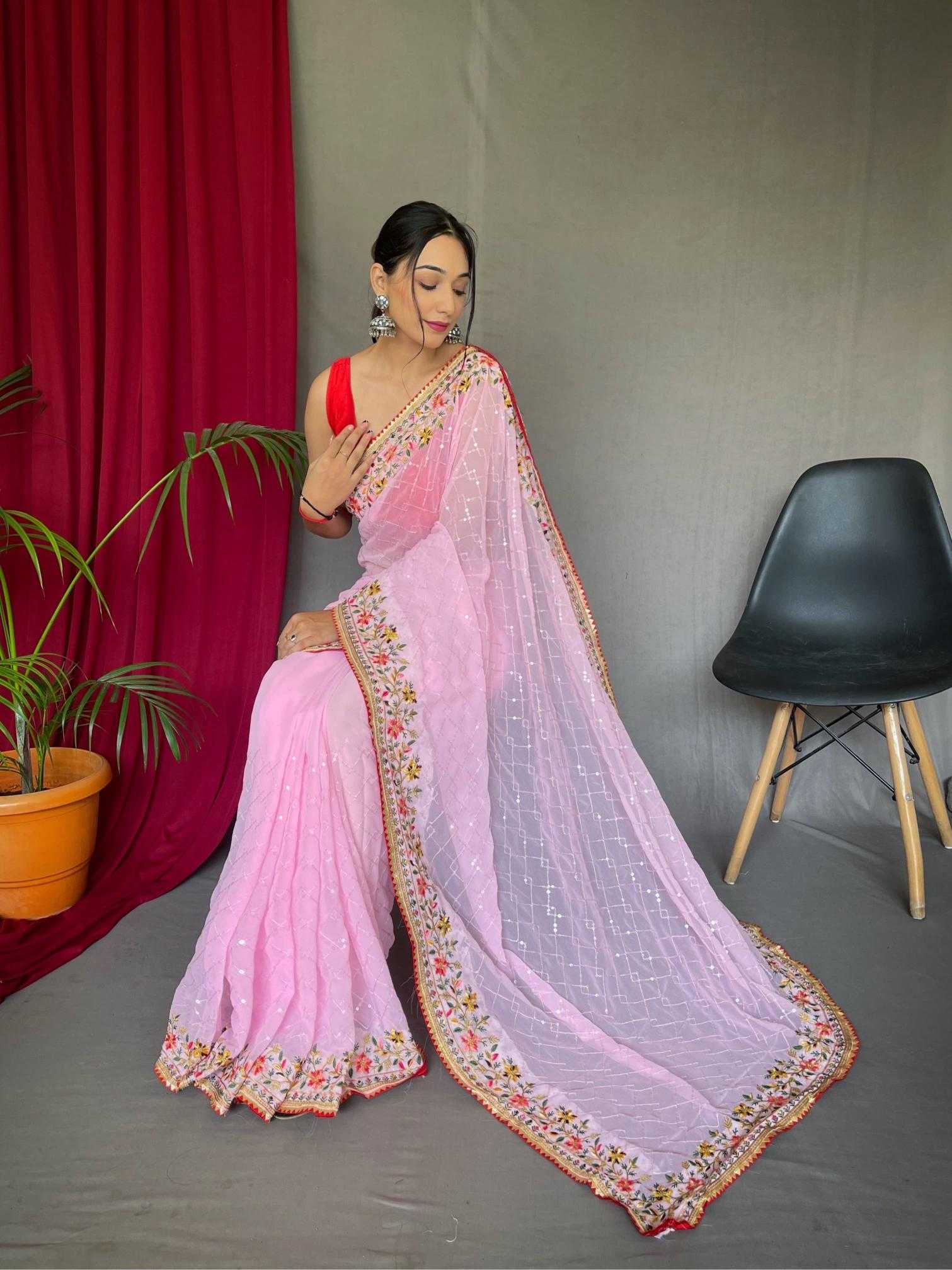 Ynf Georgette KESH249 SEQUECE 4 Sarees Wholesale Party Wear Sarees Georgette Sarees Sequence Sarees Manufacturer