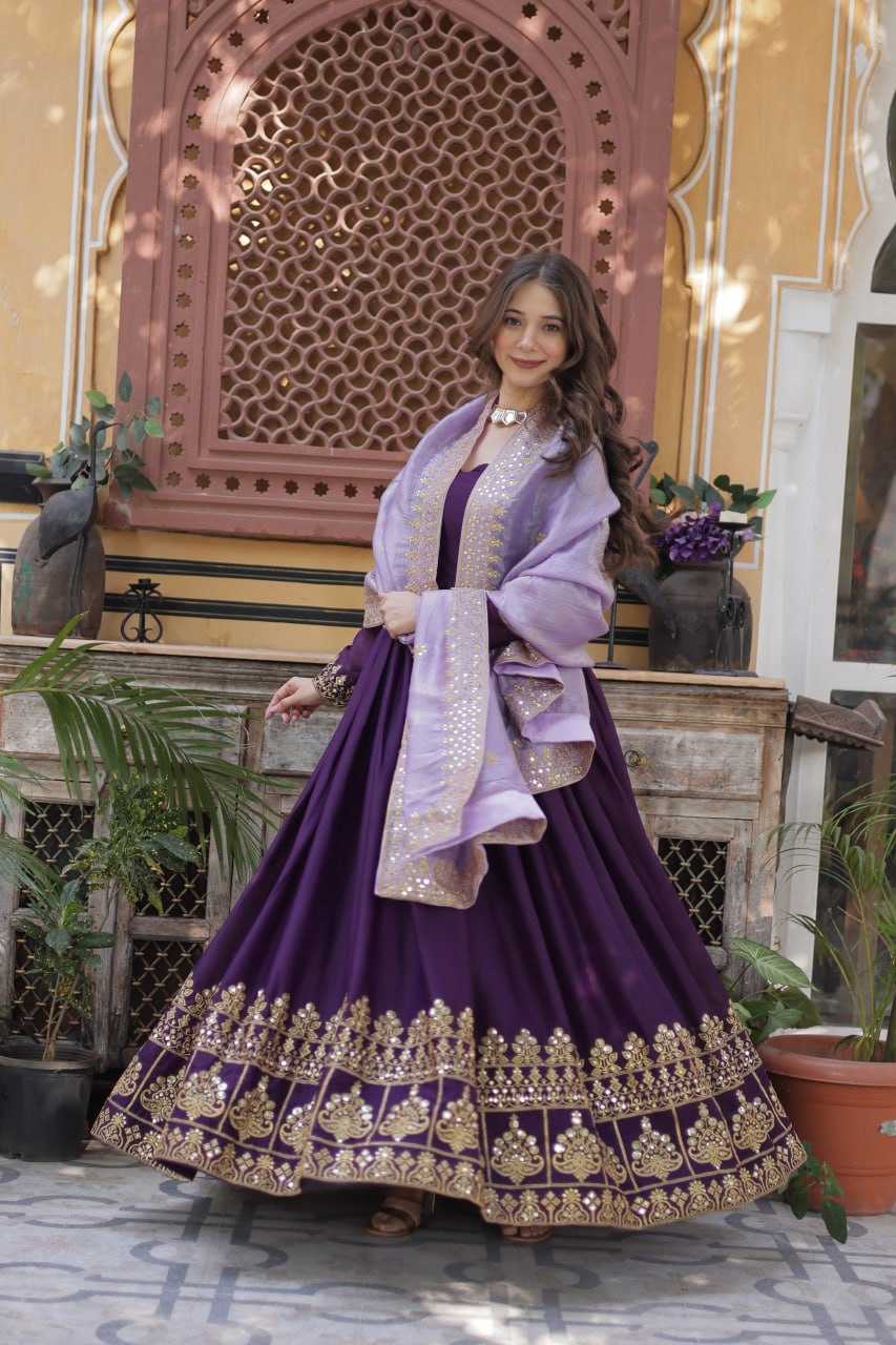 Ynf Georgette KESH489 1143 Gowns Wedding Collections Festive Collections Wholesale Embroidery Gowns Gown With Dupatta Full Sleeve Gowns Manufacturer