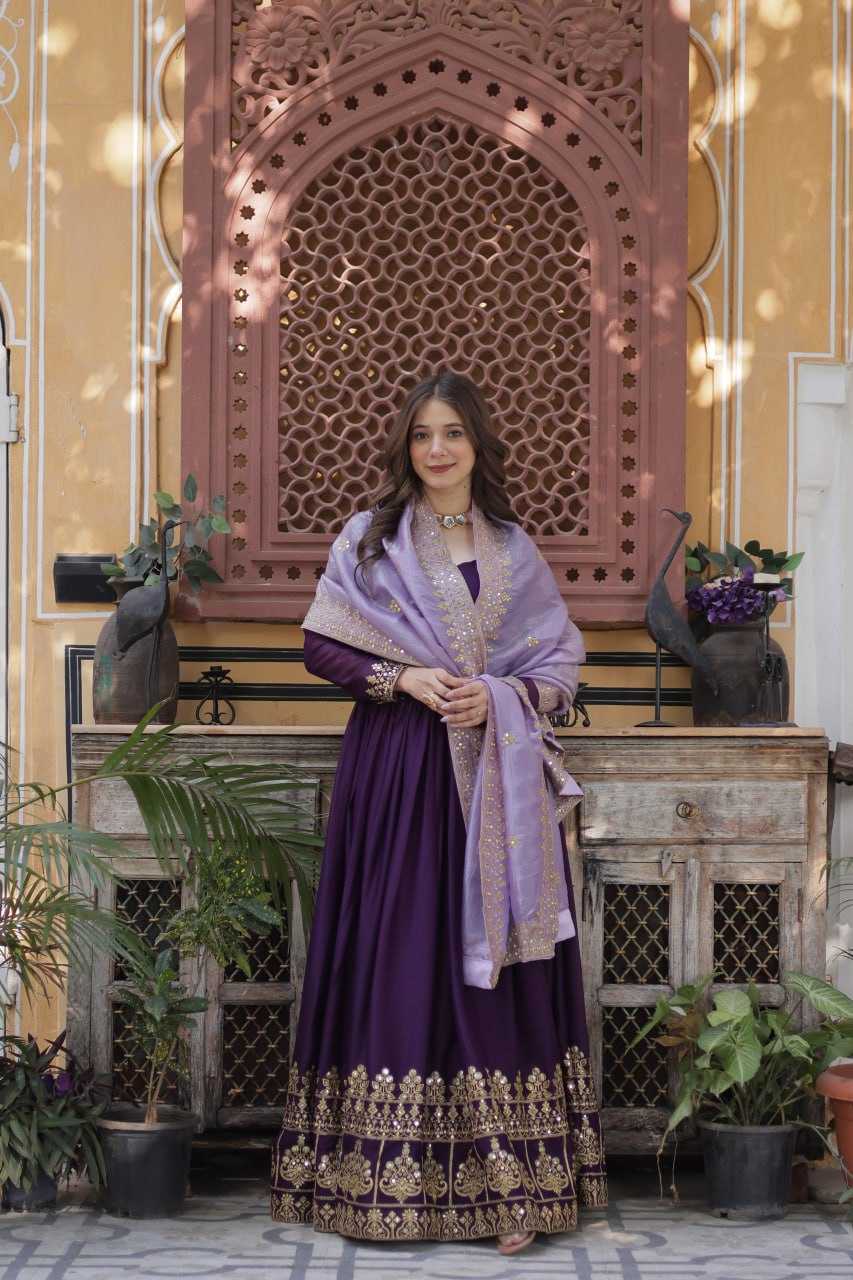 Ynf Georgette KESH489 1143 Gowns Wedding Collections Festive Collections Wholesale Embroidery Gowns Gown With Dupatta Full Sleeve Gowns Manufacturer