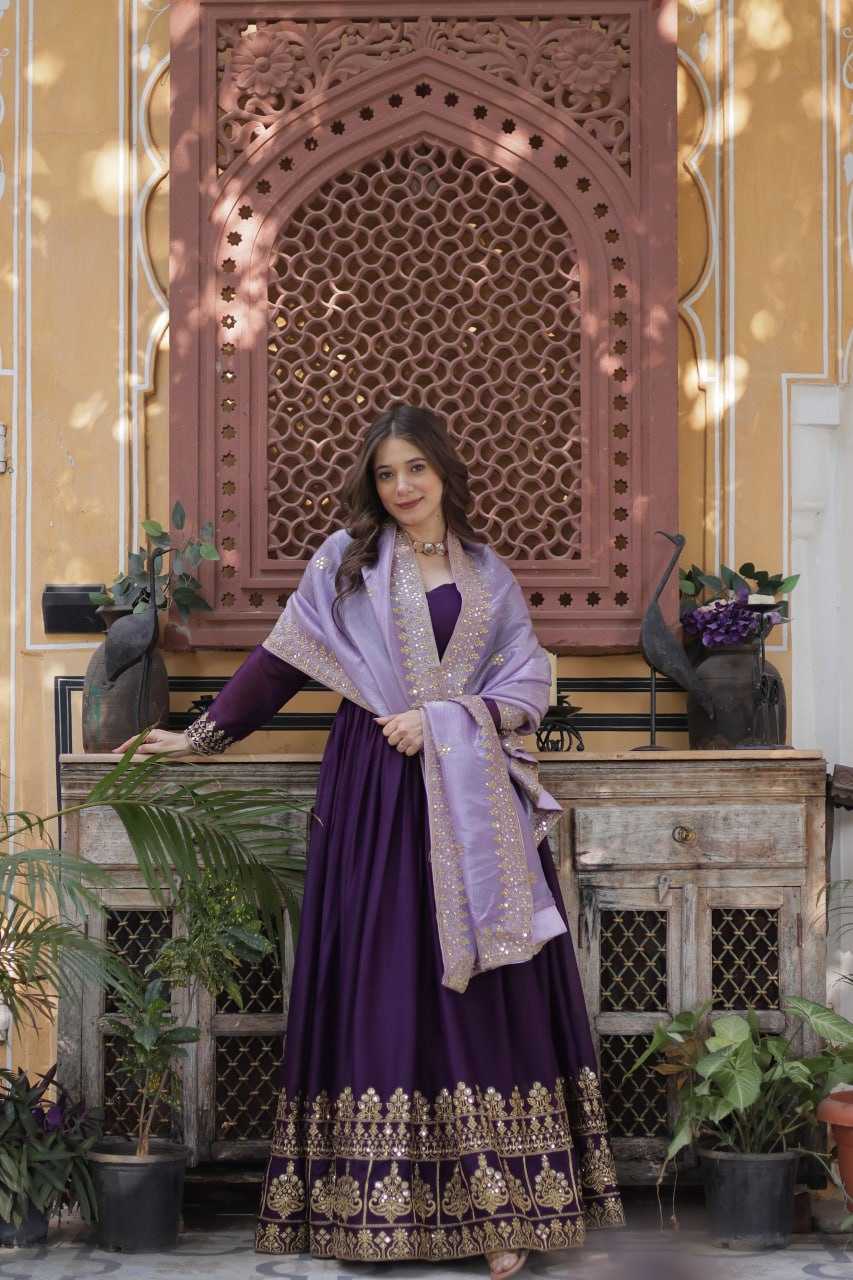 Ynf Georgette KESH489 1143 Gowns Wedding Collections Festive Collections Wholesale Embroidery Gowns Gown With Dupatta Full Sleeve Gowns Manufacturer