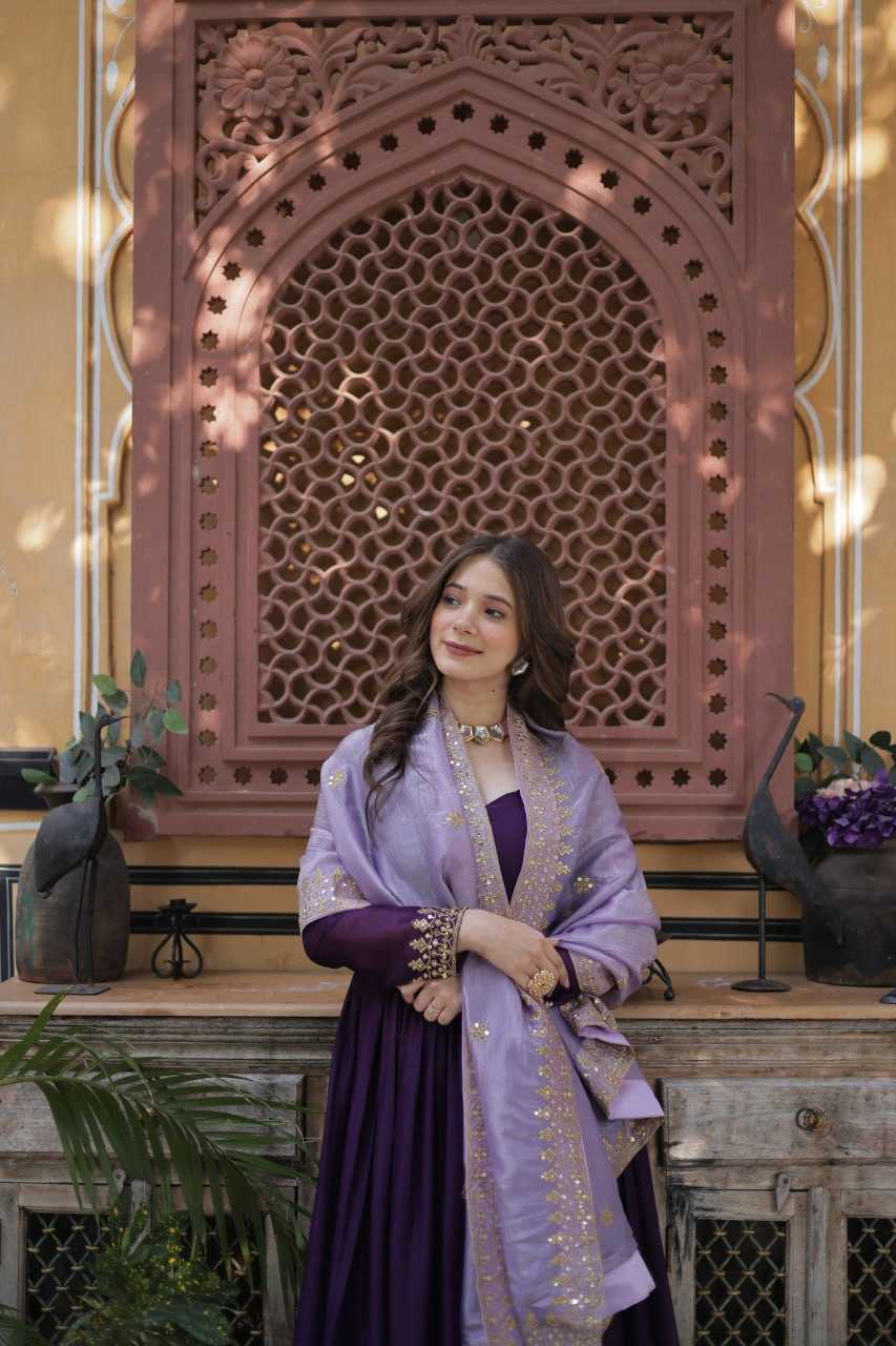 Ynf Georgette KESH489 1143 Gowns Wedding Collections Festive Collections Wholesale Embroidery Gowns Gown With Dupatta Full Sleeve Gowns Manufacturer