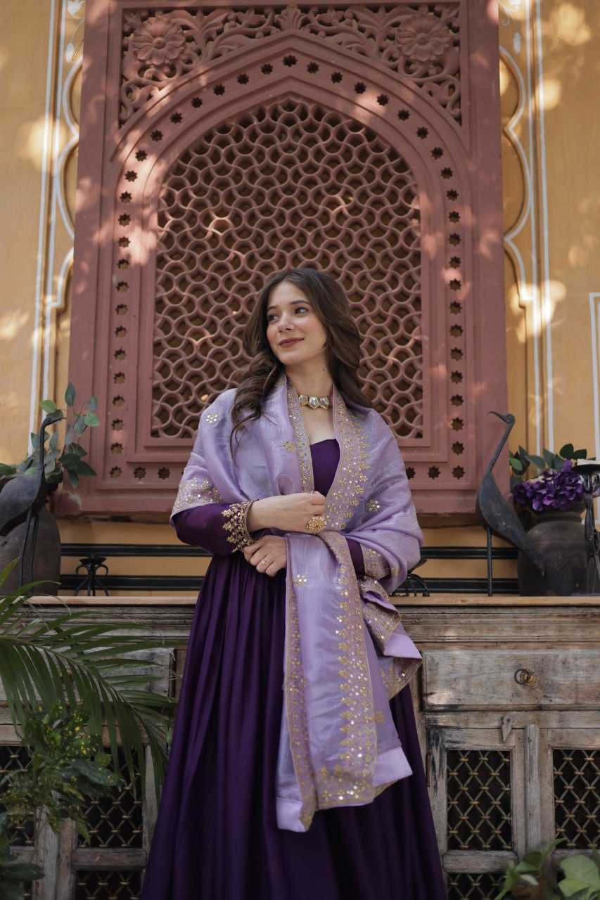 Ynf Georgette KESH489 1143 Gowns Wedding Collections Festive Collections Wholesale Embroidery Gowns Gown With Dupatta Full Sleeve Gowns Manufacturer