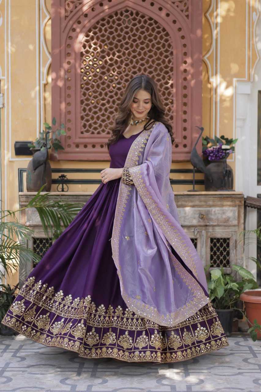 Ynf Georgette KESH489 1143 Gowns Wedding Collections Festive Collections Wholesale Embroidery Gowns Gown With Dupatta Full Sleeve Gowns Manufacturer