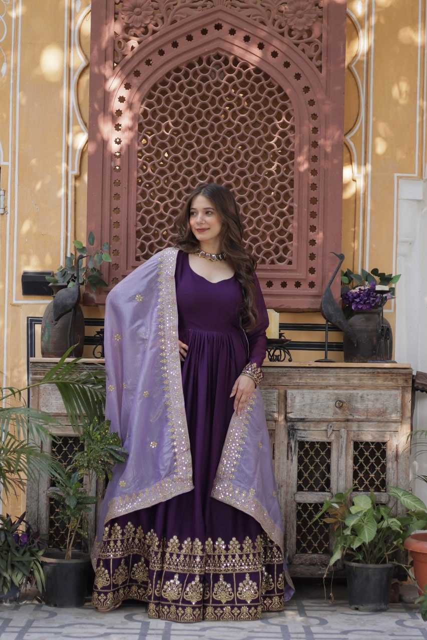 Ynf Georgette KESH489 1143 Gowns Wedding Collections Festive Collections Wholesale Embroidery Gowns Gown With Dupatta Full Sleeve Gowns Manufacturer