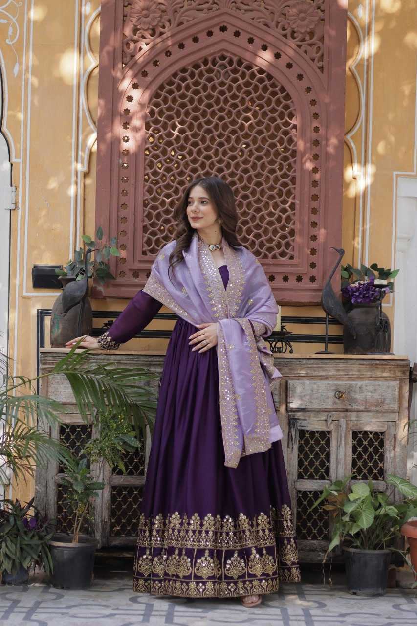 Ynf Georgette KESH489 1143 Gowns Wedding Collections Festive Collections Wholesale Embroidery Gowns Gown With Dupatta Full Sleeve Gowns Manufacturer