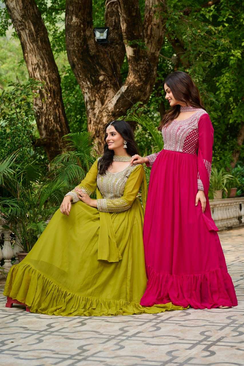 Ynf Georgette KESH489 1151-2 Gowns Wholesale Designer Gowns Sequin Gowns Manufacturer