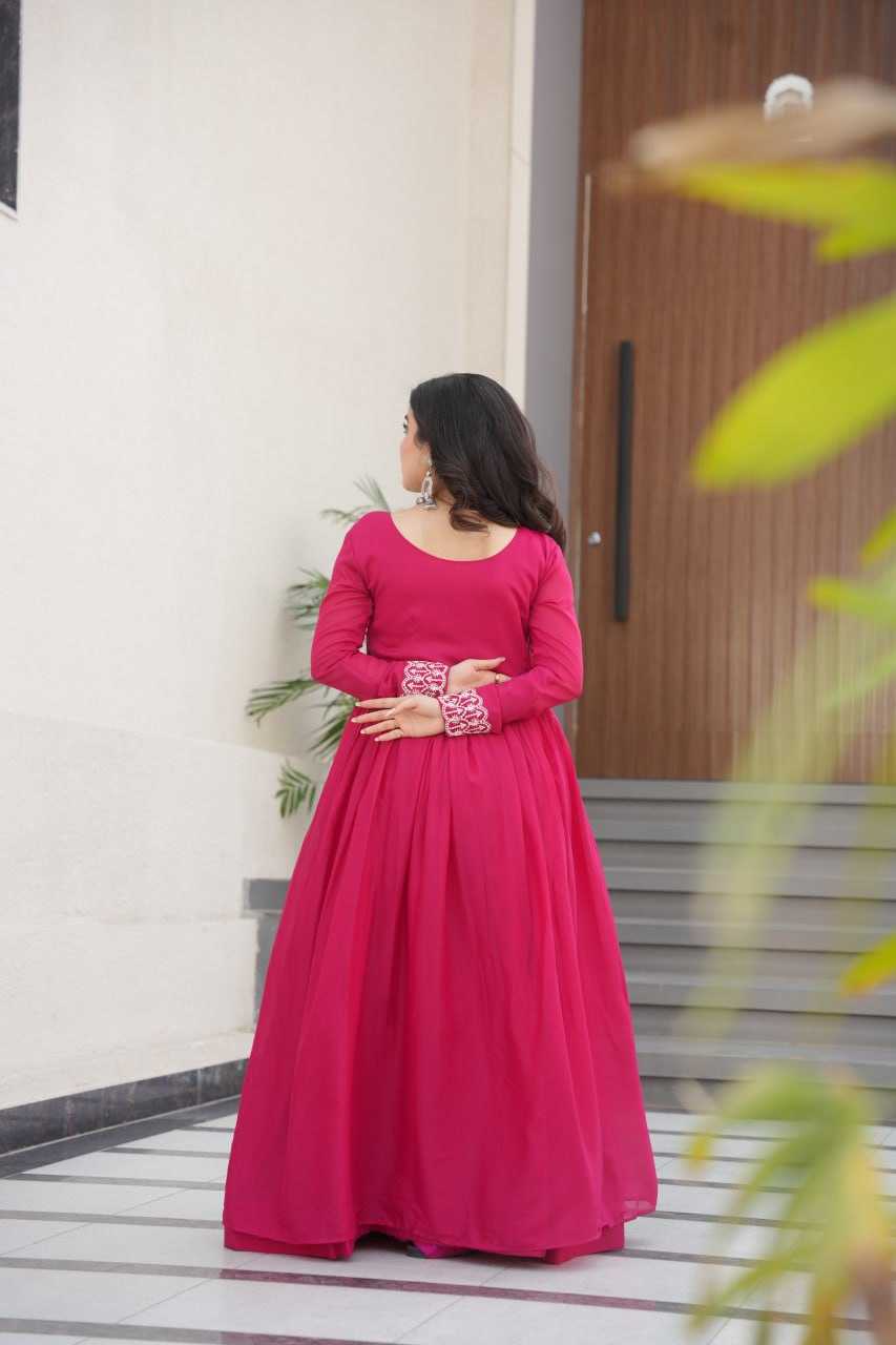 Ynf Georgette KESH489 1178 Gowns Wedding Collections Festive Collections Wholesale Embroidery Gowns Georgette Gown Full Sleeve Gowns Manufacturer