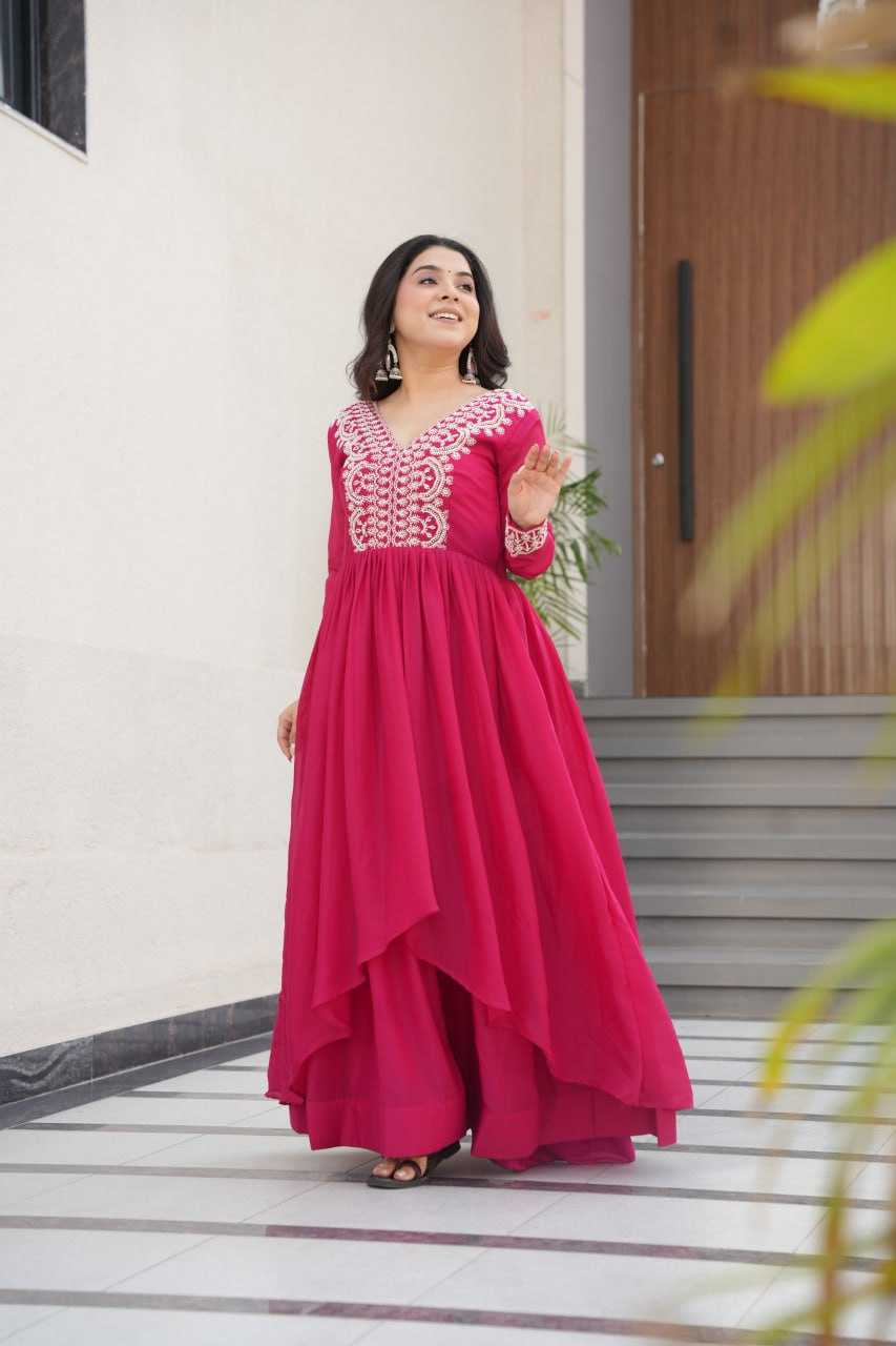 Ynf Georgette KESH489 1178 Gowns Wedding Collections Festive Collections Wholesale Embroidery Gowns Georgette Gown Full Sleeve Gowns Manufacturer