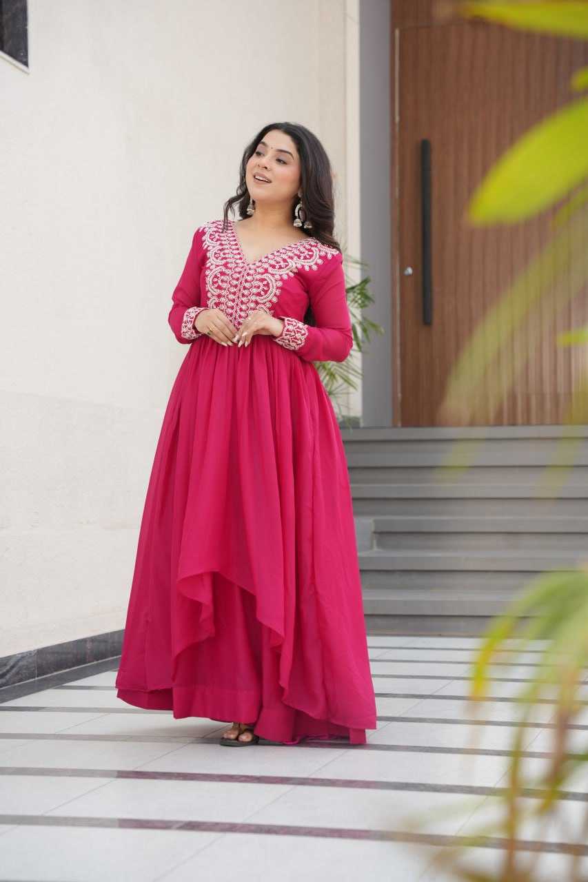 Ynf Georgette KESH489 1178 Gowns Wedding Collections Festive Collections Wholesale Embroidery Gowns Georgette Gown Full Sleeve Gowns Manufacturer