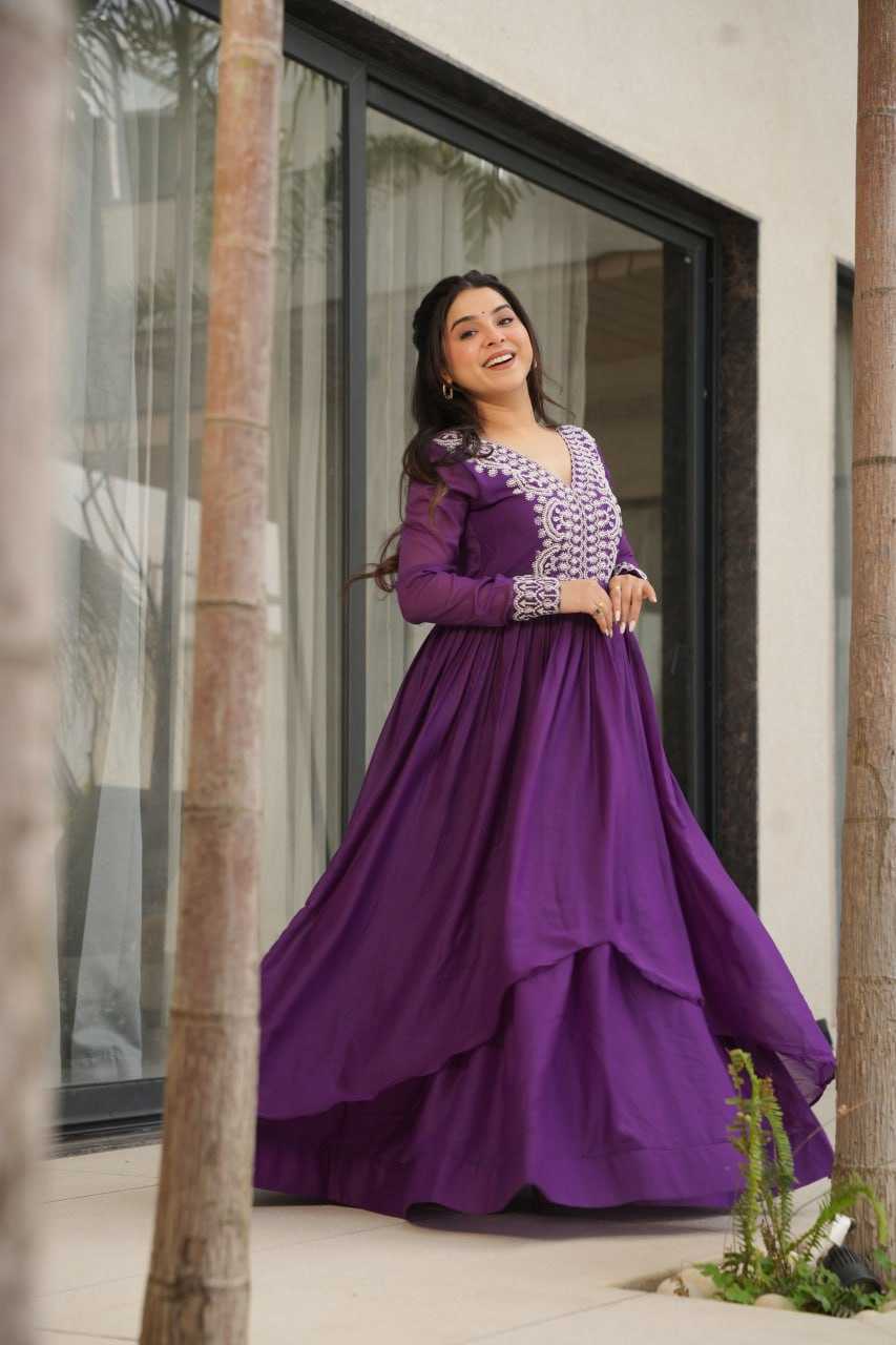 Ynf Georgette KESH489 1178 Gowns Wedding Collections Festive Collections Wholesale Embroidery Gowns Georgette Gown Full Sleeve Gowns Manufacturer