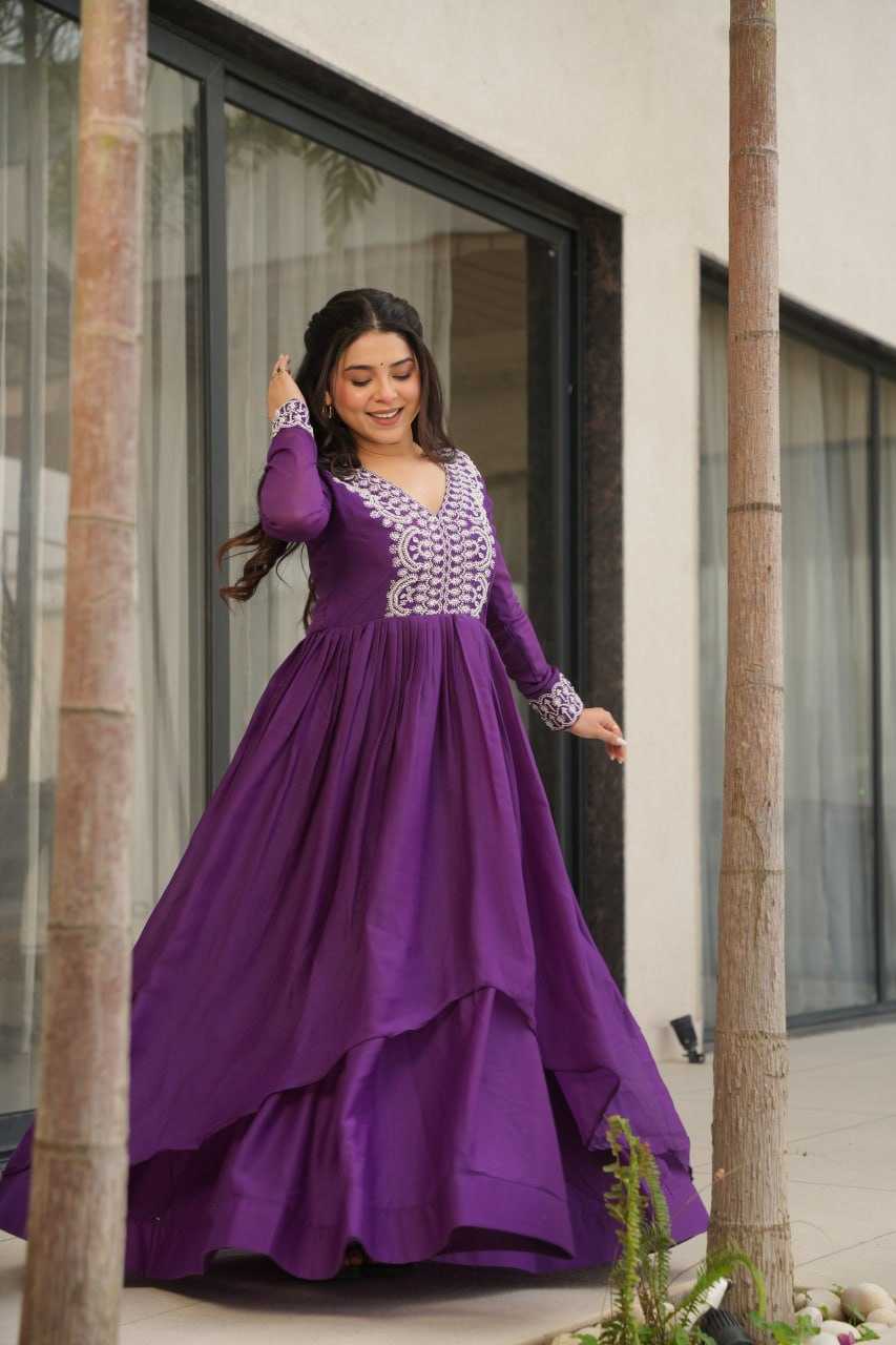 Ynf Georgette KESH489 1178 Gowns Wedding Collections Festive Collections Wholesale Embroidery Gowns Georgette Gown Full Sleeve Gowns Manufacturer