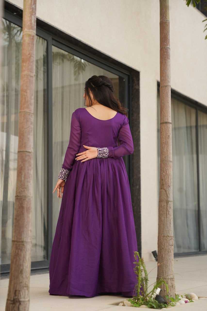 Ynf Georgette KESH489 1178 Gowns Wedding Collections Festive Collections Wholesale Embroidery Gowns Georgette Gown Full Sleeve Gowns Manufacturer