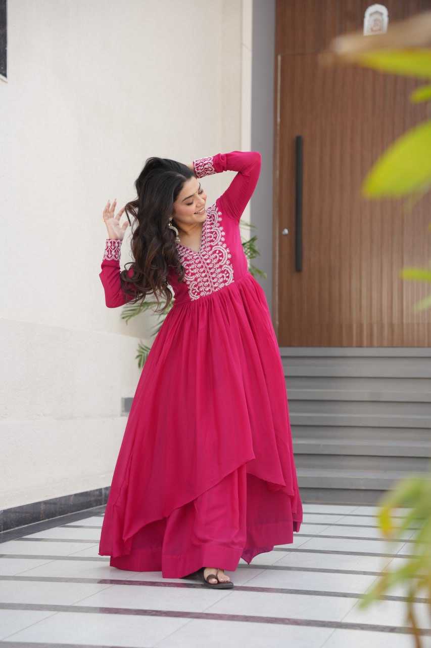Ynf Georgette KESH489 1178 Gowns Wedding Collections Festive Collections Wholesale Embroidery Gowns Georgette Gown Full Sleeve Gowns Manufacturer