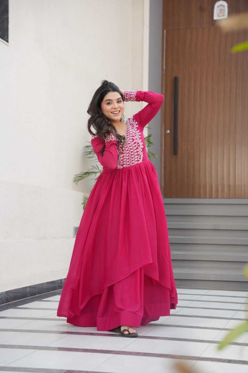 Ynf Georgette KESH489 1178 Gowns Wedding Collections Festive Collections Wholesale Embroidery Gowns Georgette Gown Full Sleeve Gowns Manufacturer