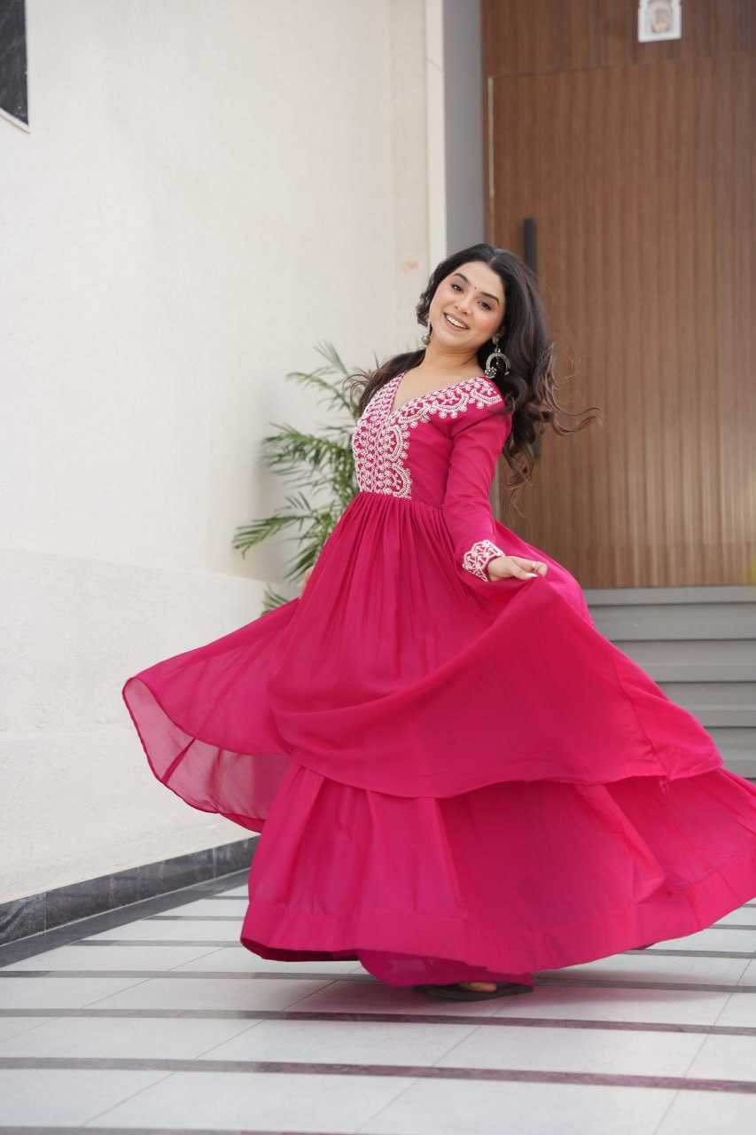 Ynf Georgette KESH489 1178 Gowns Wedding Collections Festive Collections Wholesale Embroidery Gowns Georgette Gown Full Sleeve Gowns Manufacturer