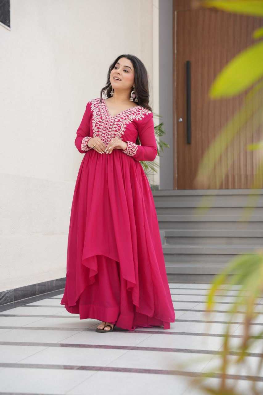 Ynf Georgette KESH489 1178 Gowns Wedding Collections Festive Collections Wholesale Embroidery Gowns Georgette Gown Full Sleeve Gowns Manufacturer