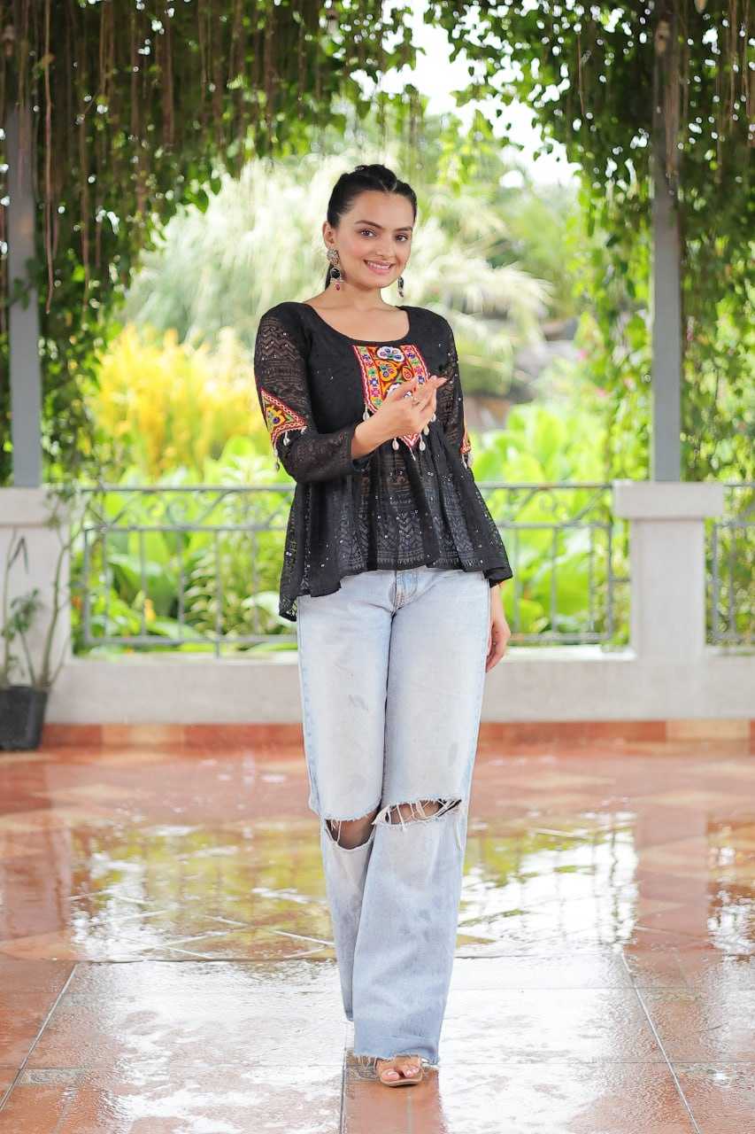 Ynf Georgette KESH489 1186 Western Wears Festive Collections Wholesale Tops One Piece Dress Manufacturer