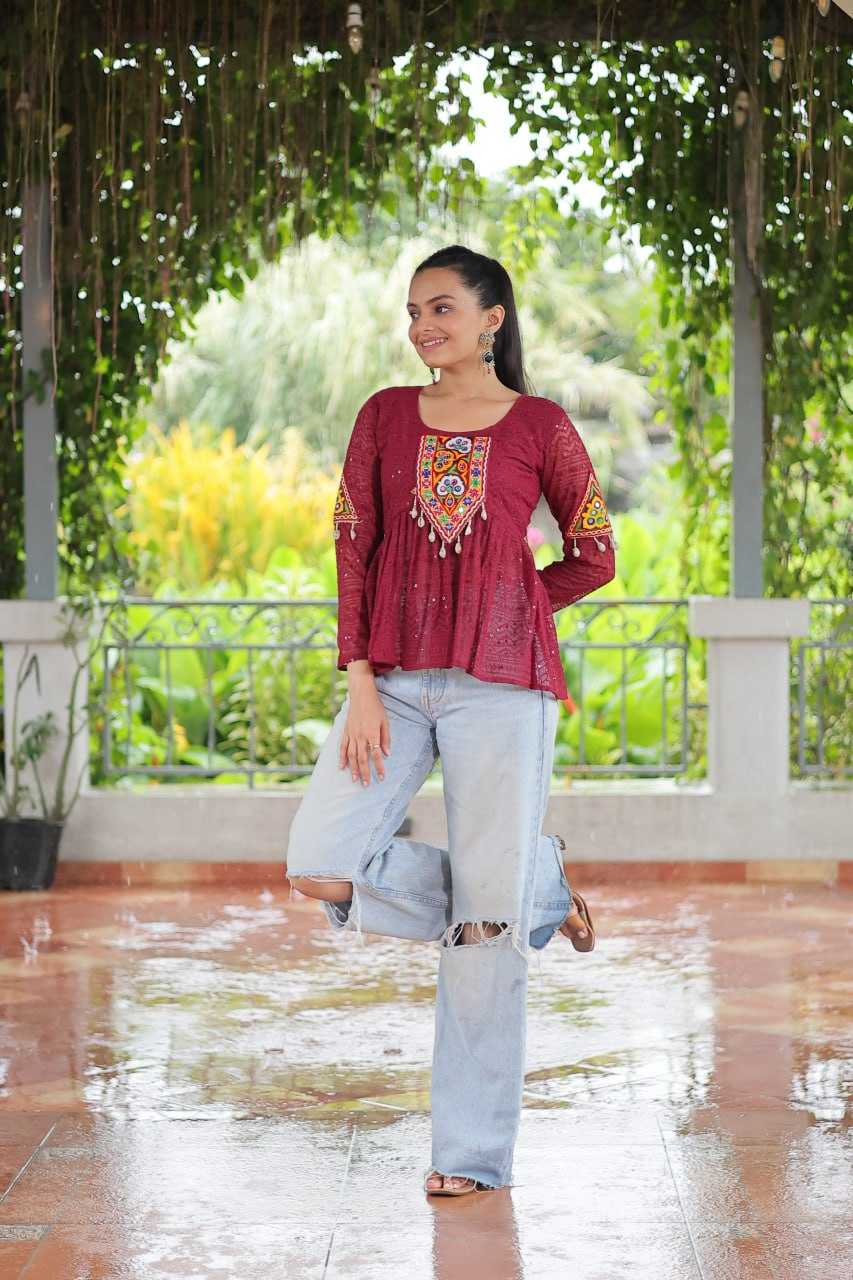 Ynf Georgette KESH489 1186 Western Wears Festive Collections Wholesale Tops One Piece Dress Manufacturer