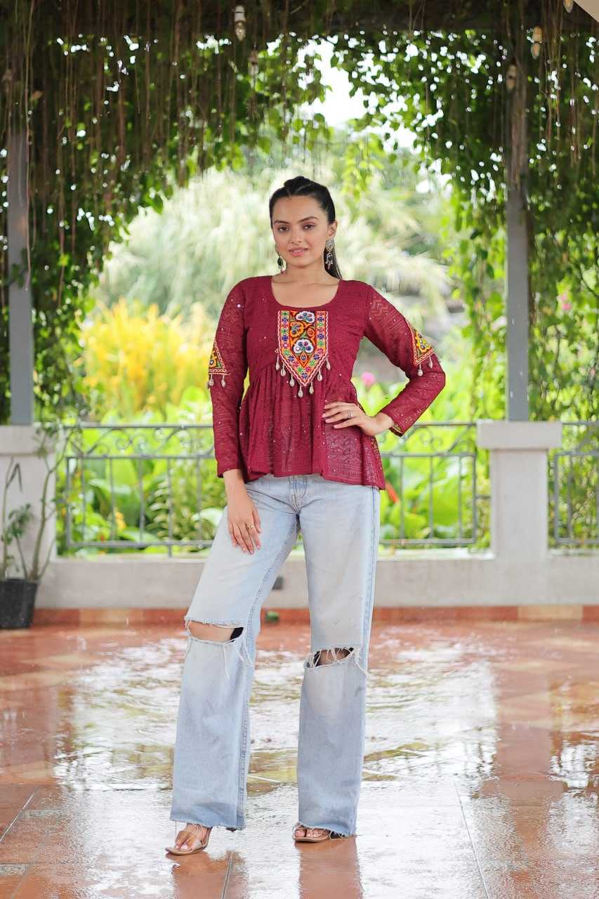 Ynf Georgette KESH489 1186 Western Wears Festive Collections Wholesale Tops One Piece Dress Manufacturer