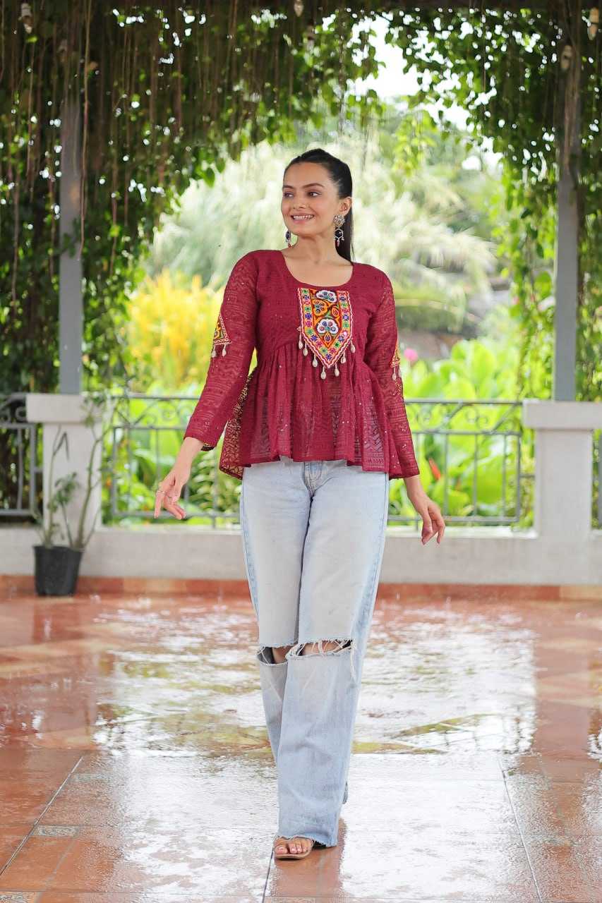 Ynf Georgette KESH489 1186 Western Wears Festive Collections Wholesale Tops One Piece Dress Manufacturer