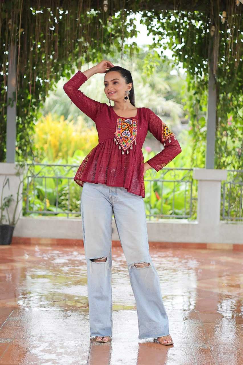 Ynf Georgette KESH489 1186 Western Wears Festive Collections Wholesale Tops One Piece Dress Manufacturer