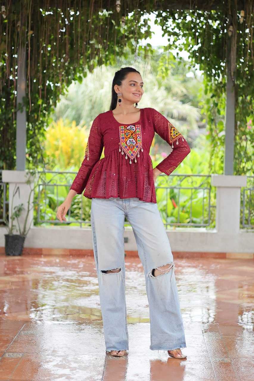 Ynf Georgette KESH489 1186 Western Wears Festive Collections Wholesale Tops One Piece Dress Manufacturer