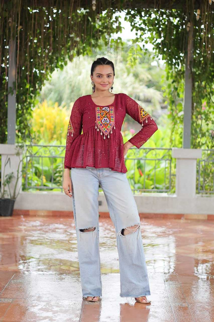 Ynf Georgette KESH489 1186 Western Wears Festive Collections Wholesale Tops One Piece Dress Manufacturer