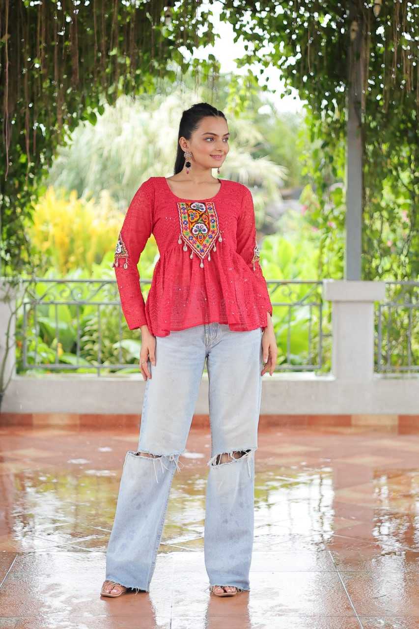 Ynf Georgette KESH489 1186 Western Wears Festive Collections Wholesale Tops One Piece Dress Manufacturer