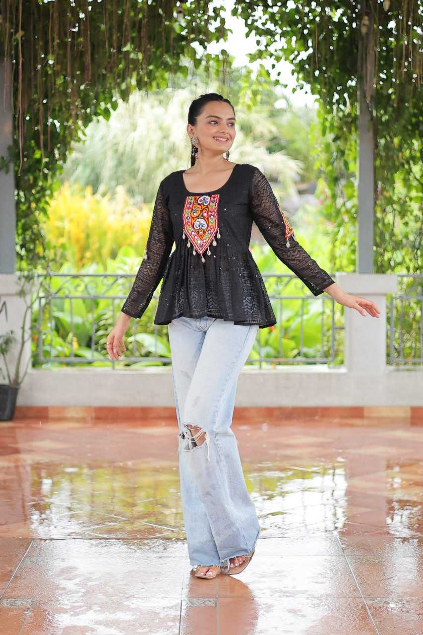 Ynf Georgette KESH489 1186 Western Wears Festive Collections Wholesale Tops One Piece Dress Manufacturer