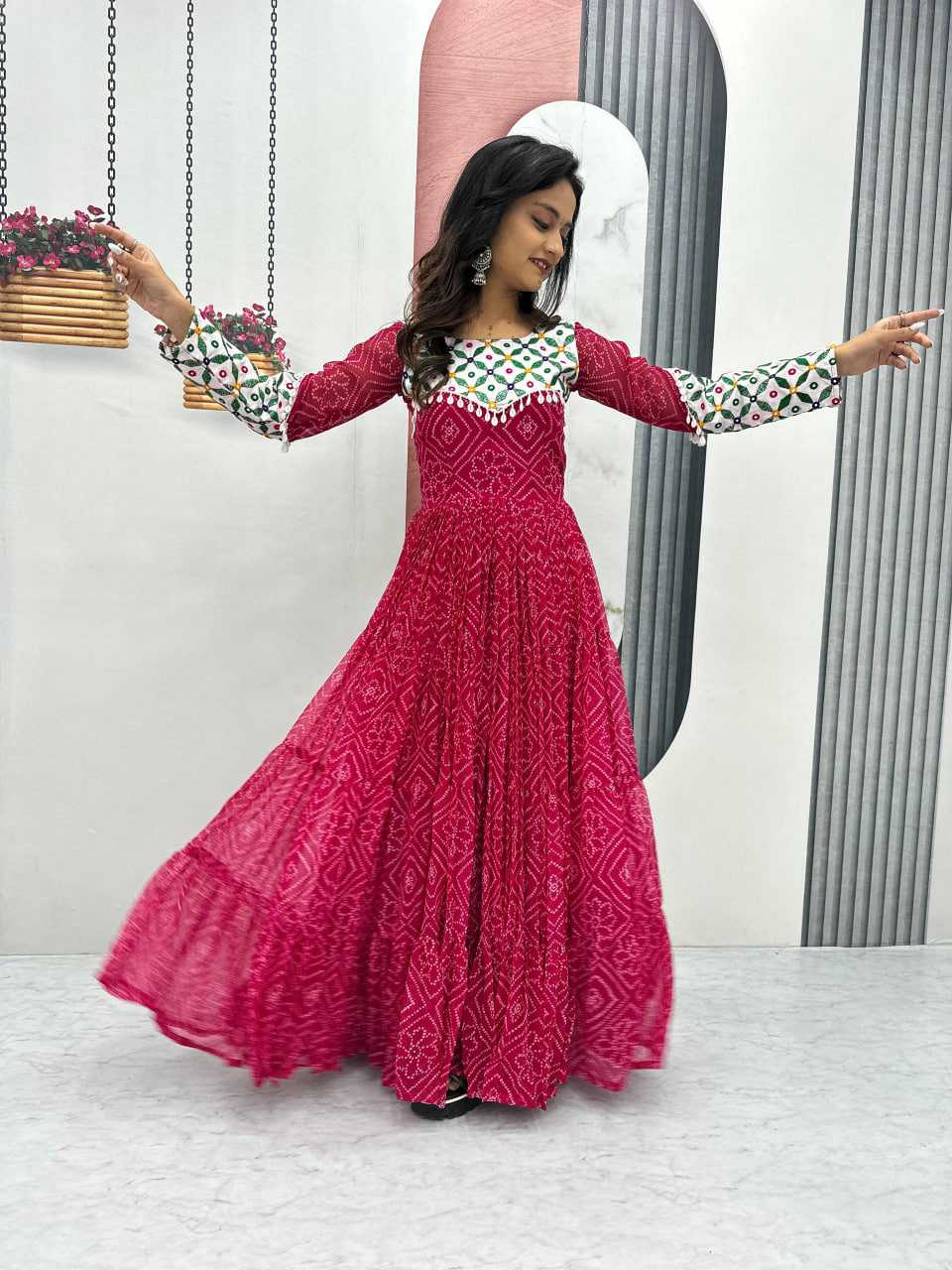 Ynf Georgette KESH496 N42 Gowns Wholesale Embroidery Gowns Long Gowns Georgette Gown Manufacturer