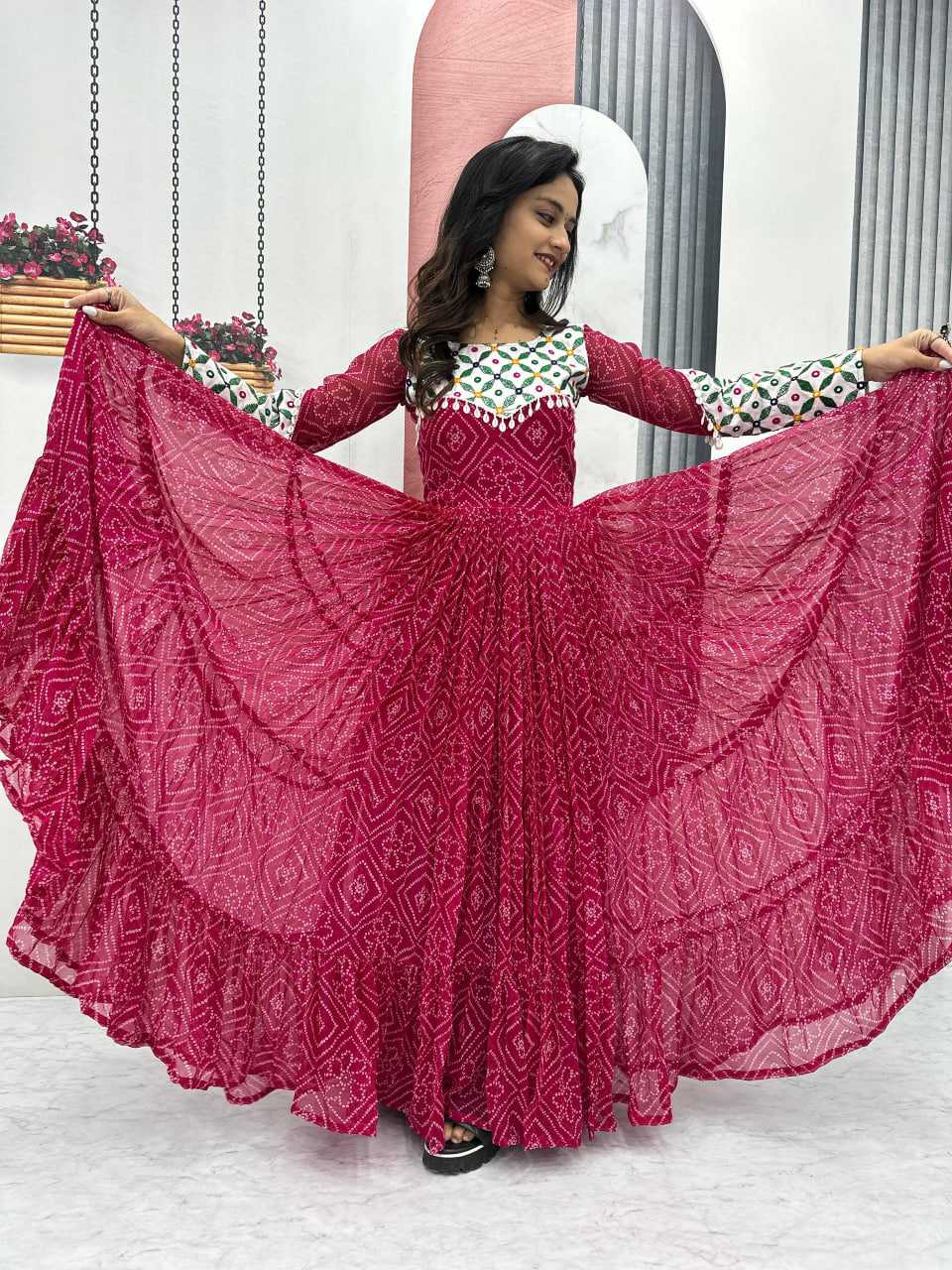 Ynf Georgette KESH496 N42 Gowns Wholesale Embroidery Gowns Long Gowns Georgette Gown Manufacturer