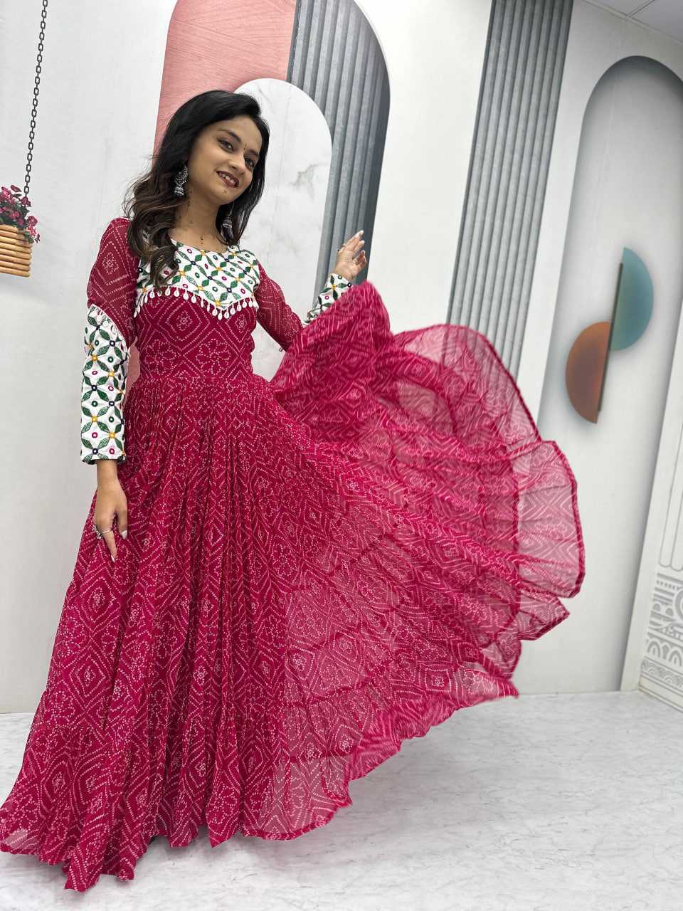 Ynf Georgette KESH496 N42 Gowns Wholesale Embroidery Gowns Long Gowns Georgette Gown Manufacturer