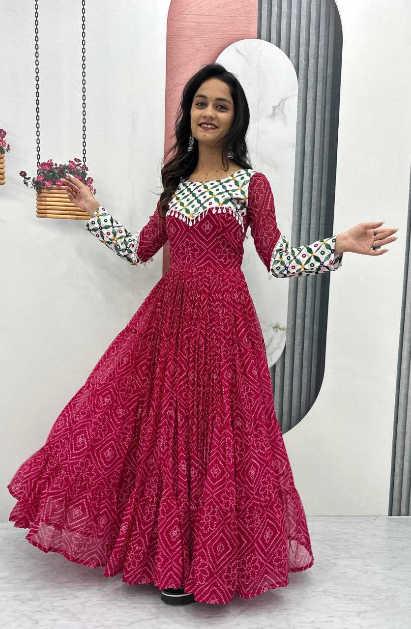 Ynf Georgette KESH496 N42 Gowns Wholesale Embroidery Gowns Long Gowns Georgette Gown Manufacturer
