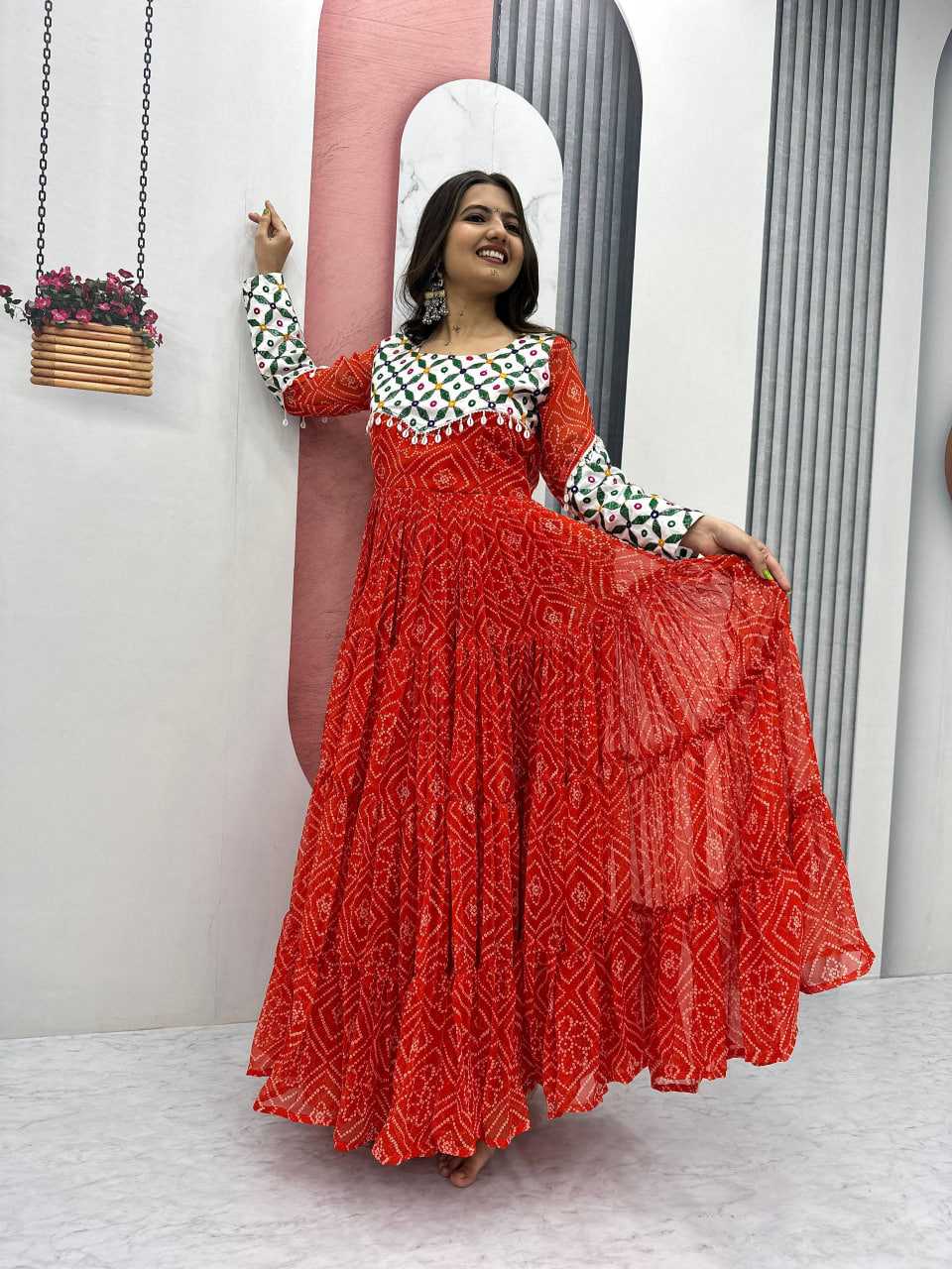 Ynf Georgette KESH496 N42 Gowns Wholesale Embroidery Gowns Long Gowns Georgette Gown Manufacturer
