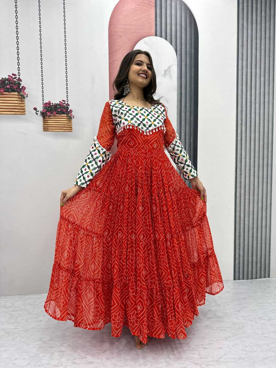 Ynf Georgette KESH496 N42 Gowns Wholesale Embroidery Gowns Long Gowns Georgette Gown Manufacturer