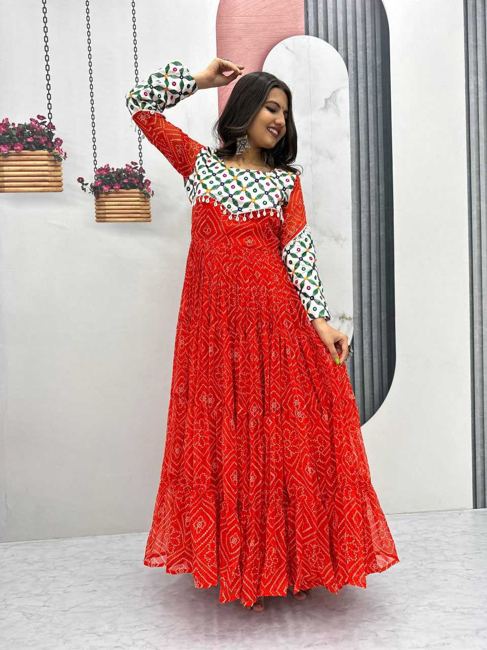Ynf Georgette KESH496 N42 Gowns Wholesale Embroidery Gowns Long Gowns Georgette Gown Manufacturer