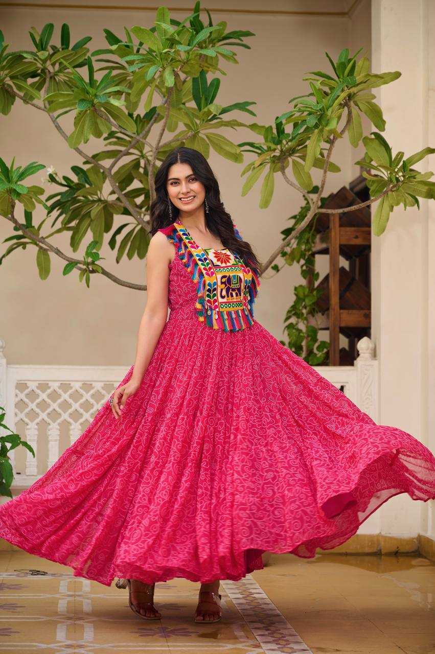 Ynf Georgette KESH498 114 Gowns Wholesale Embroidery Gowns Long Gowns Georgette Gown Manufacturer